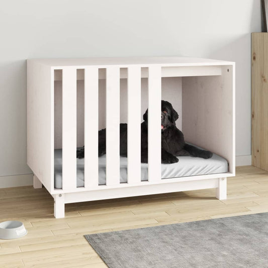 Dog house, white, 90x60x67 cm, solid pine wood