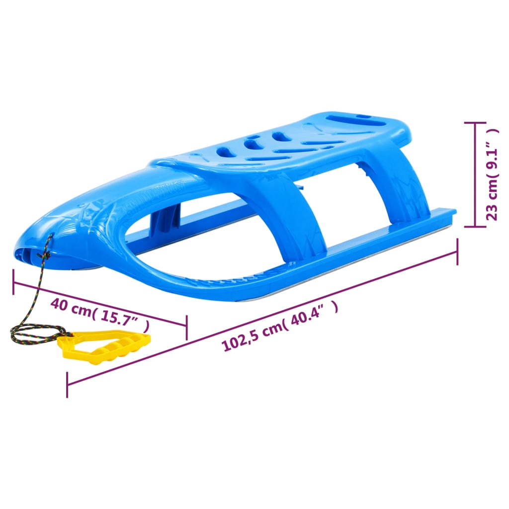 Children's sled, blue, 102.5x40x23 cm, polypropylene