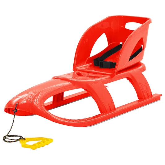Sled with seat, red, 102.5x40x23 cm, polypropylene