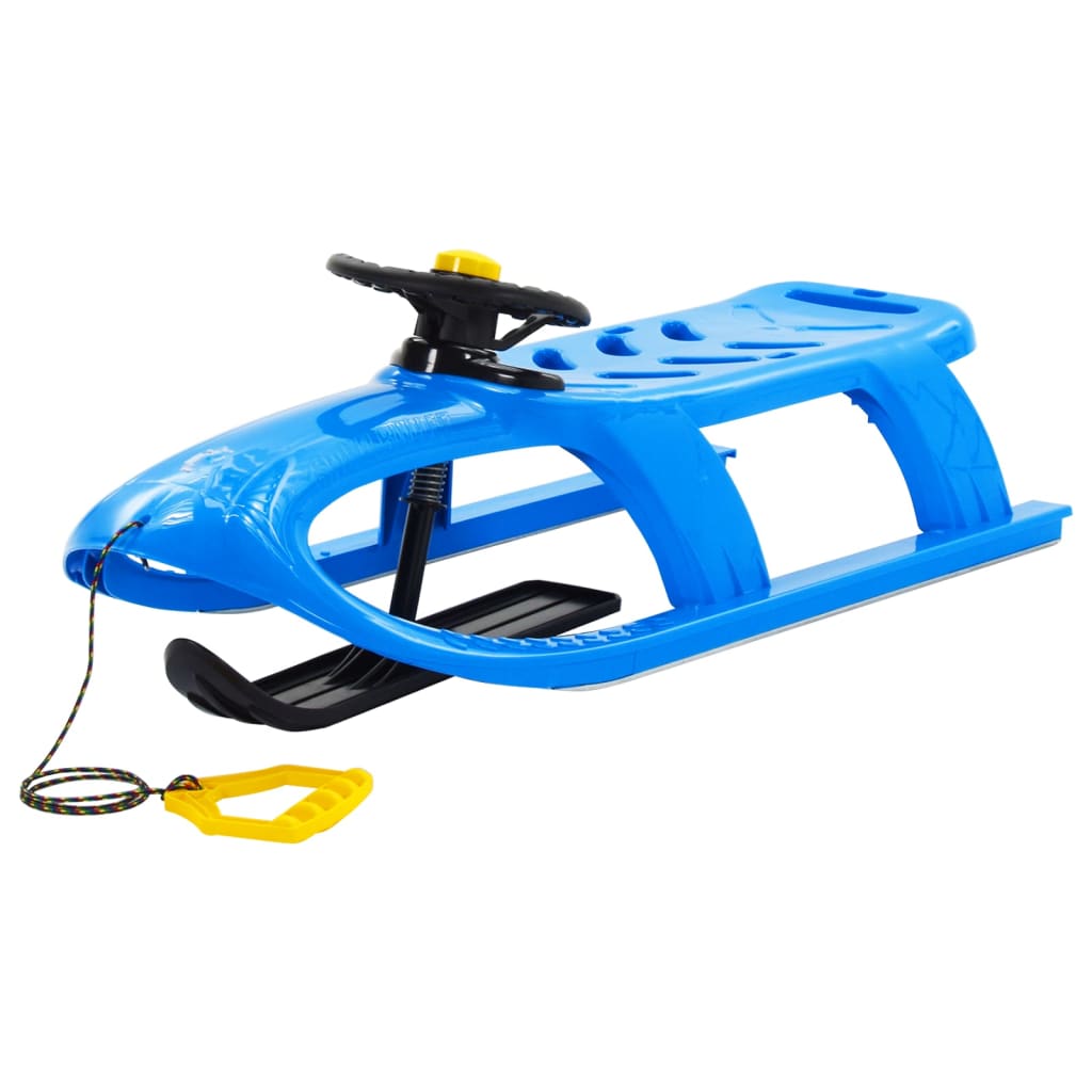 Sled with steering wheel, blue, 102.5x40x23 cm, polypropylene