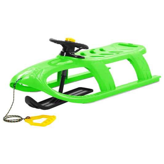Sled with steering wheel, green, 102.5x40x23 cm, polypropylene