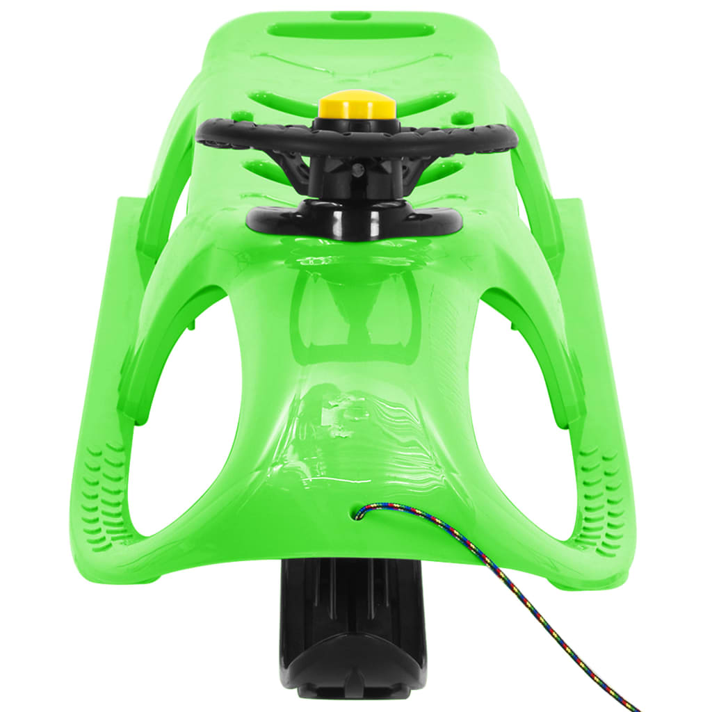 Sled with steering wheel, green, 102.5x40x23 cm, polypropylene