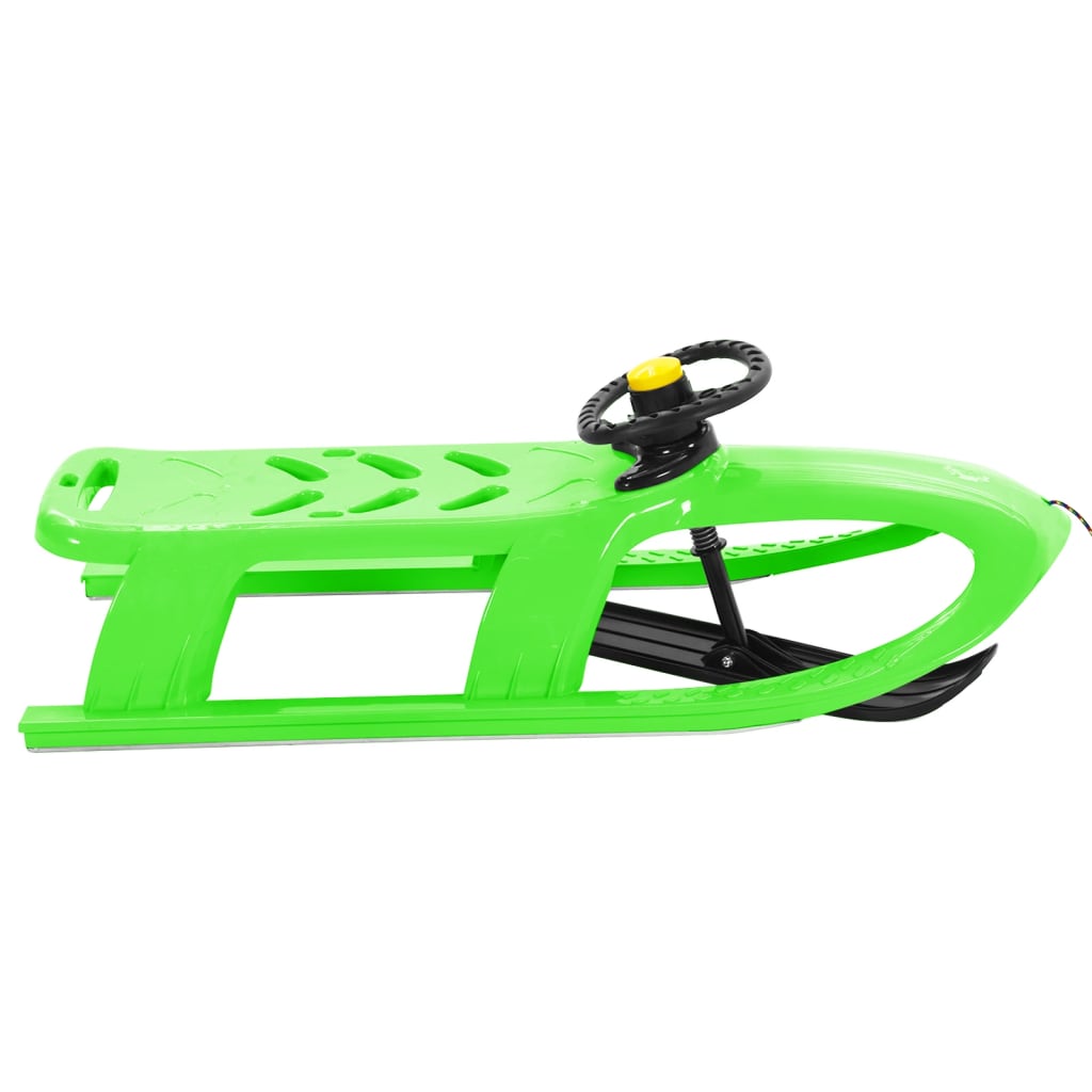 Sled with steering wheel, green, 102.5x40x23 cm, polypropylene