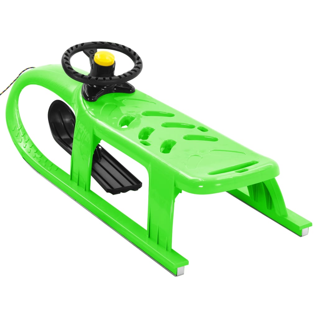 Sled with steering wheel, green, 102.5x40x23 cm, polypropylene