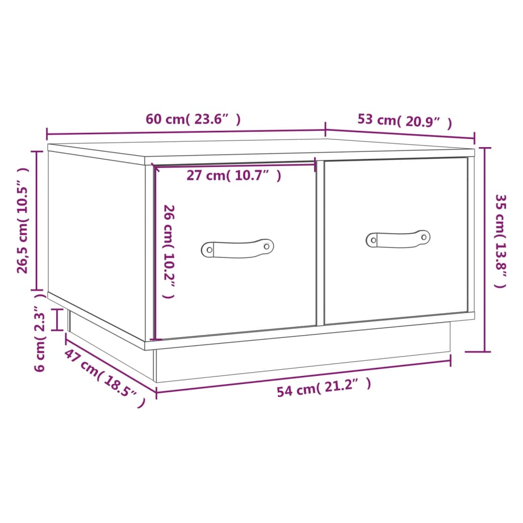 Coffee table, honey brown, 60x53x35 cm, solid pine wood