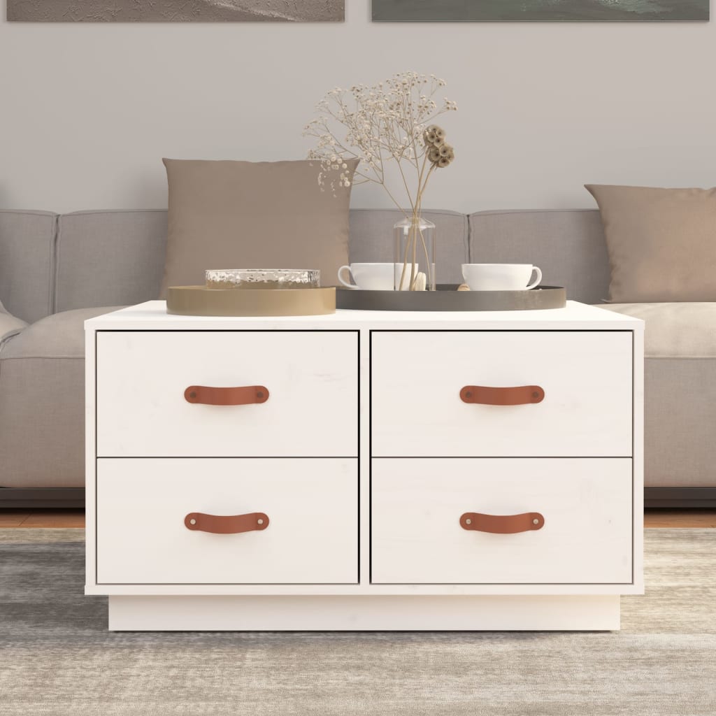 Coffee table, white, 80x80x45 cm, solid pine wood
