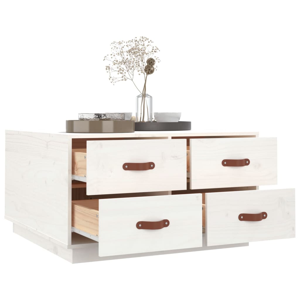 Coffee table, white, 80x80x45 cm, solid pine wood