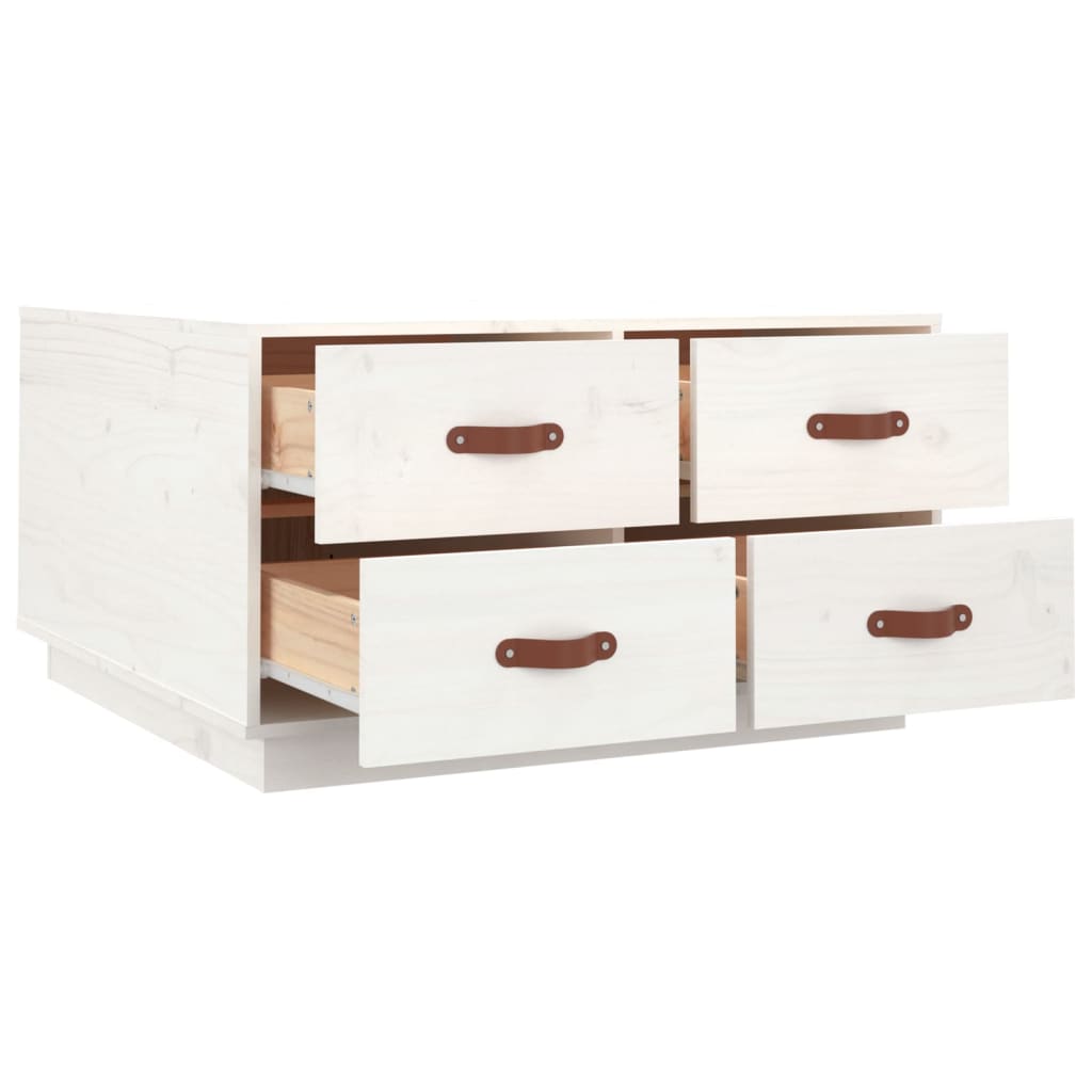 Coffee table, white, 80x80x45 cm, solid pine wood