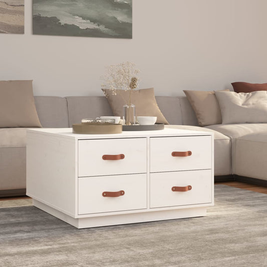 Coffee table, white, 80x80x45 cm, solid pine wood