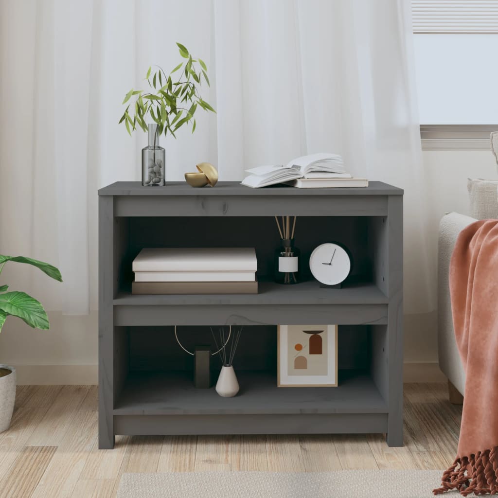 Bibliotecă, gri, 80x35x68 cm, lemn masiv de pin