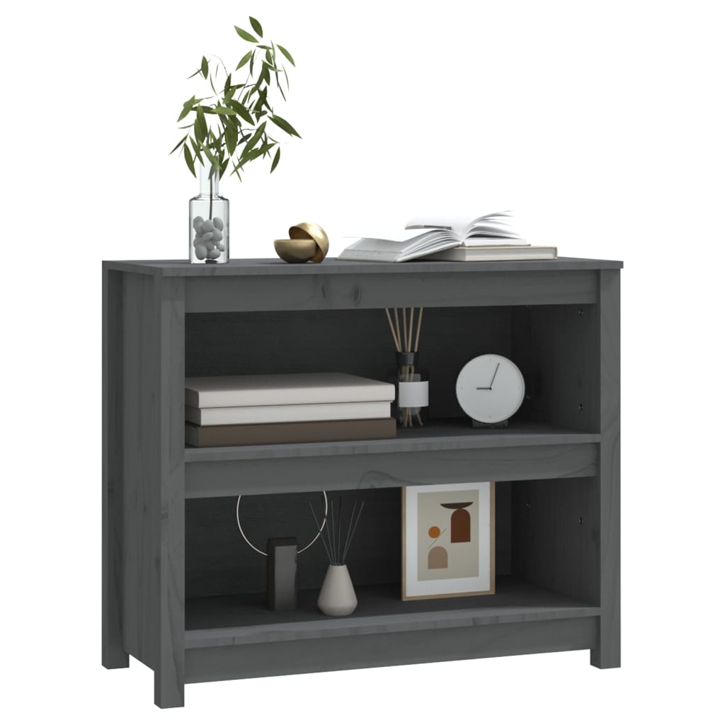 Bibliotecă, gri, 80x35x68 cm, lemn masiv de pin