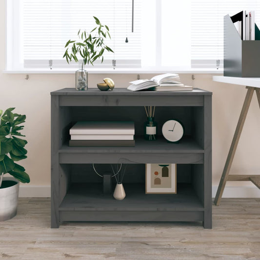 Bibliotecă, gri, 80x35x68 cm, lemn masiv de pin