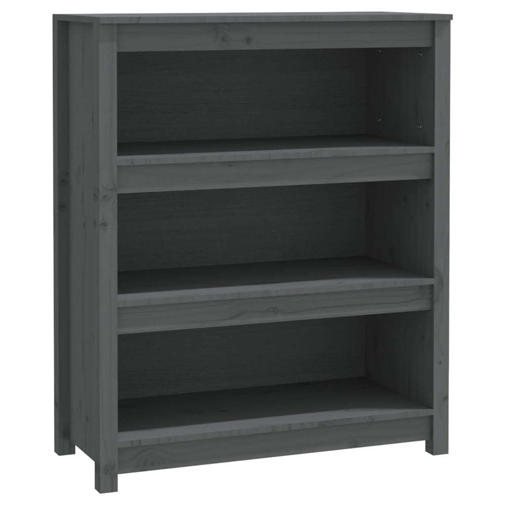 Bibliotecă, gri, 80x35x97 cm, lemn masiv de pin