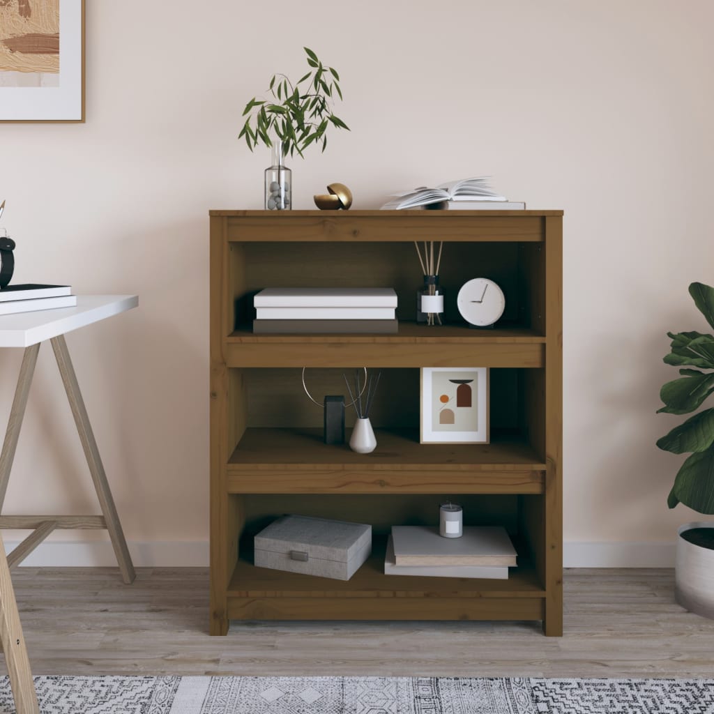 Bibliotecă, maro miere, 80x35x97 cm, lemn masiv de pin