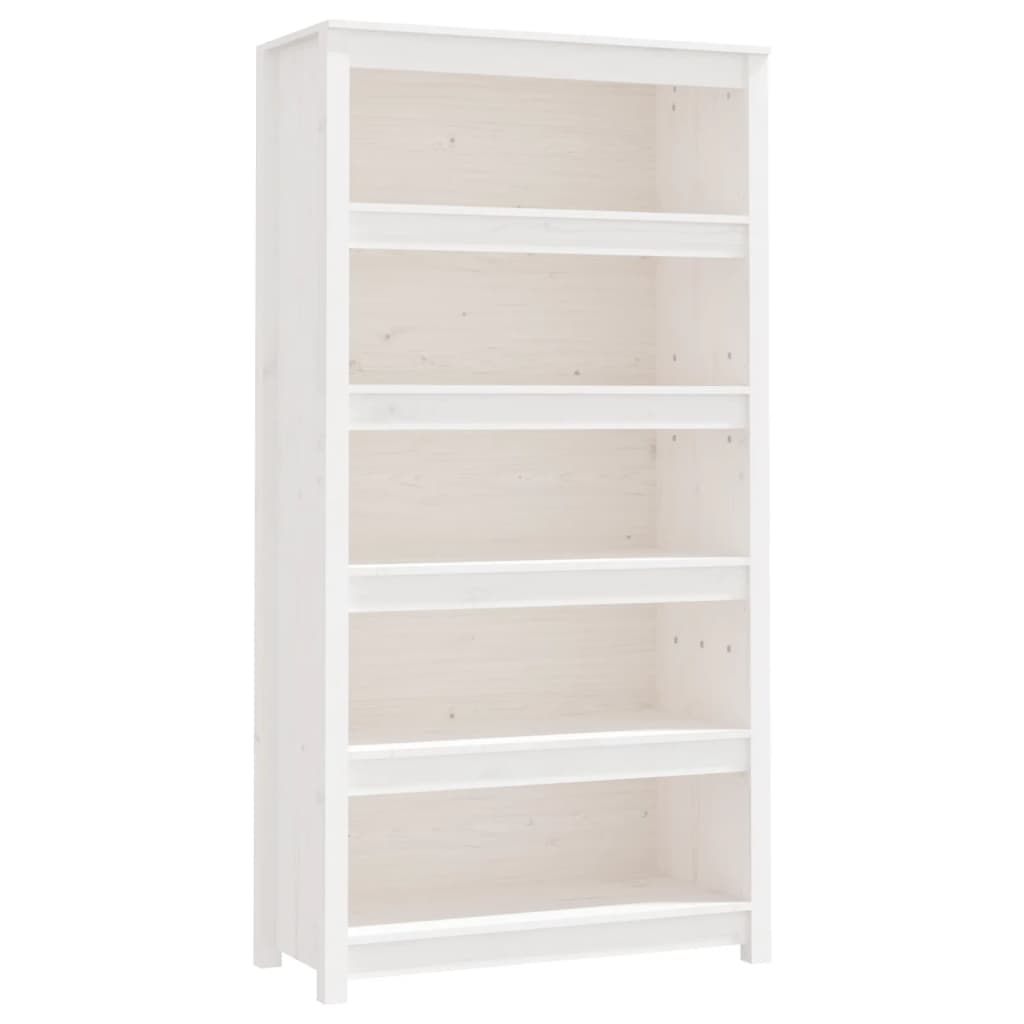 Bibliotecă, alb, 80x35x154 cm, lemn masiv de pin