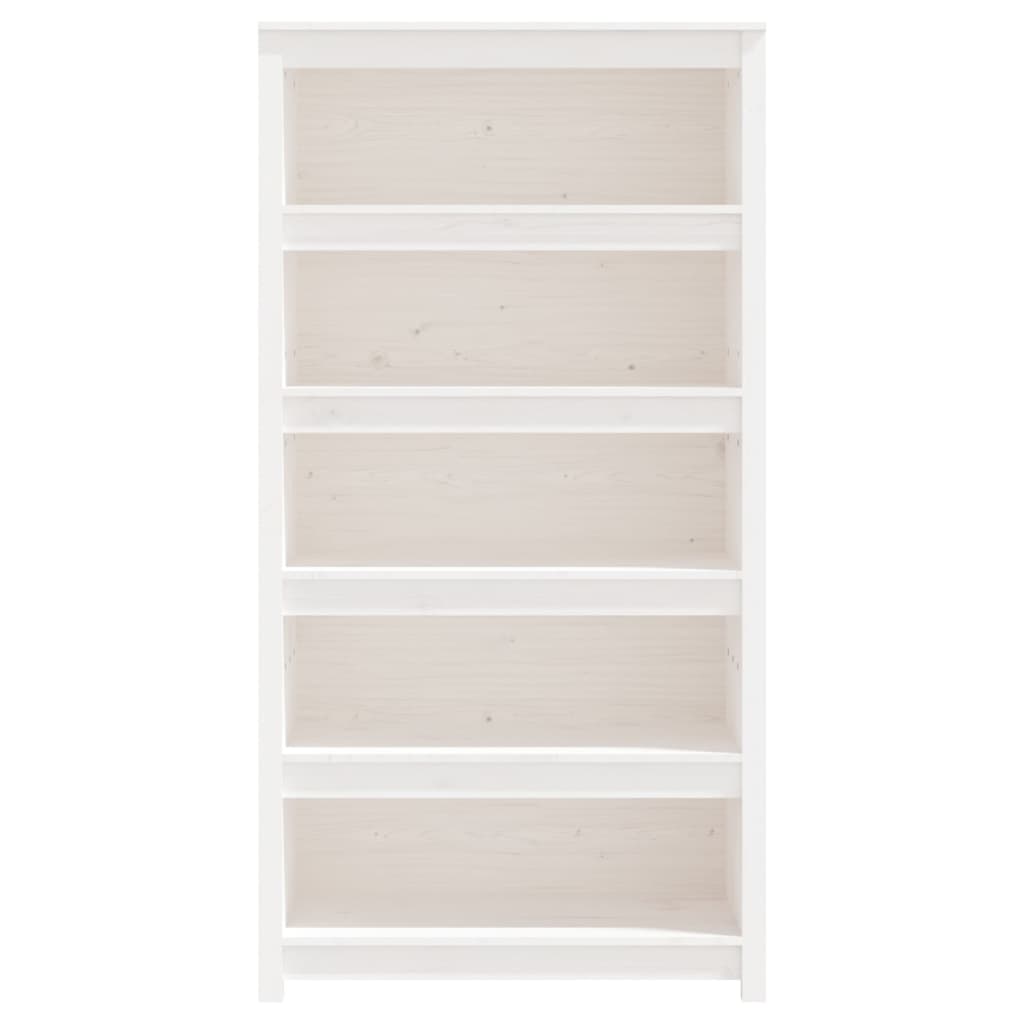 Bibliotecă, alb, 80x35x154 cm, lemn masiv de pin