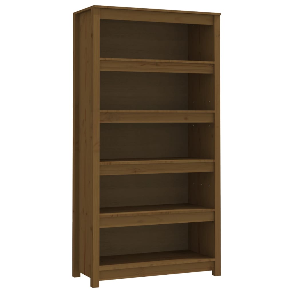 Bibliotecă, maro miere, 80x35x154 cm, lemn masiv de pin