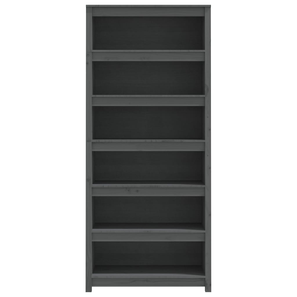 Bibliotecă, gri, 80x35x183 cm, lemn masiv de pin