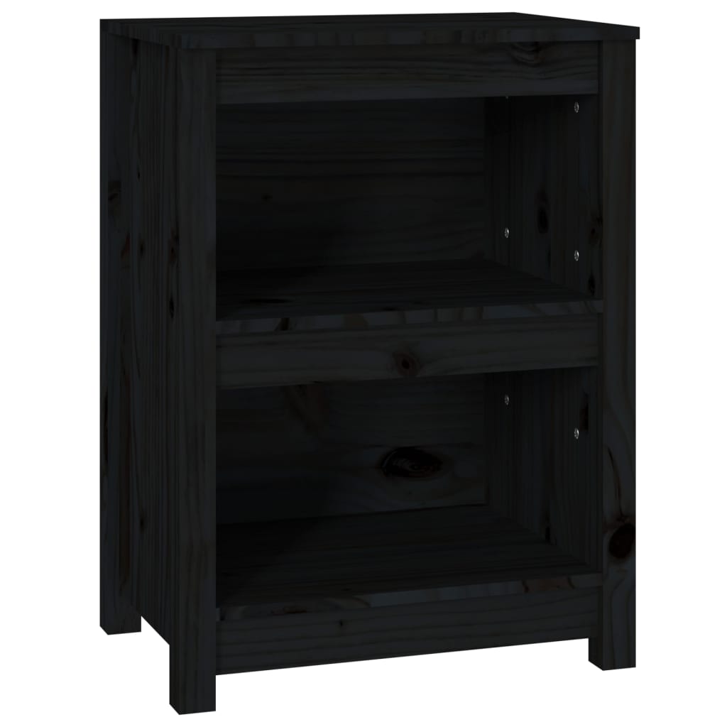 Bibliotecă, negru, 50x35x68 cm, lemn masiv de pin