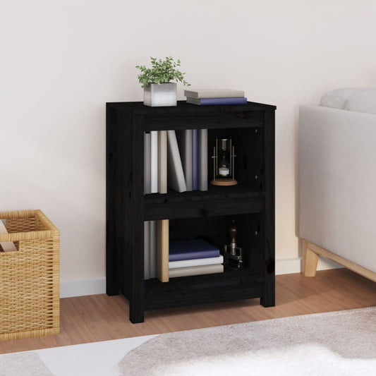 Bookcase, black, 50x35x68 cm, solid pine wood