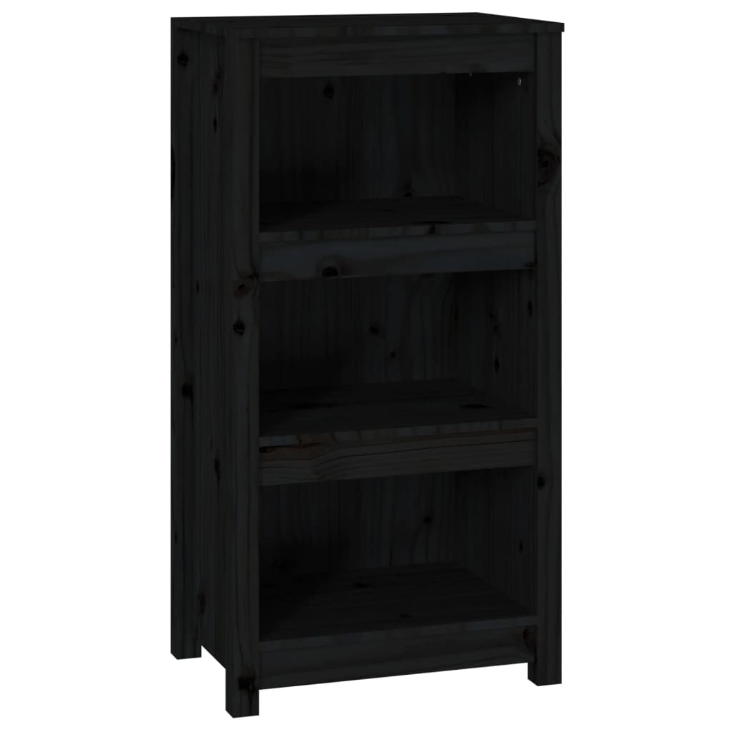 Bibliotecă, negru, 50x35x97 cm, lemn masiv de pin