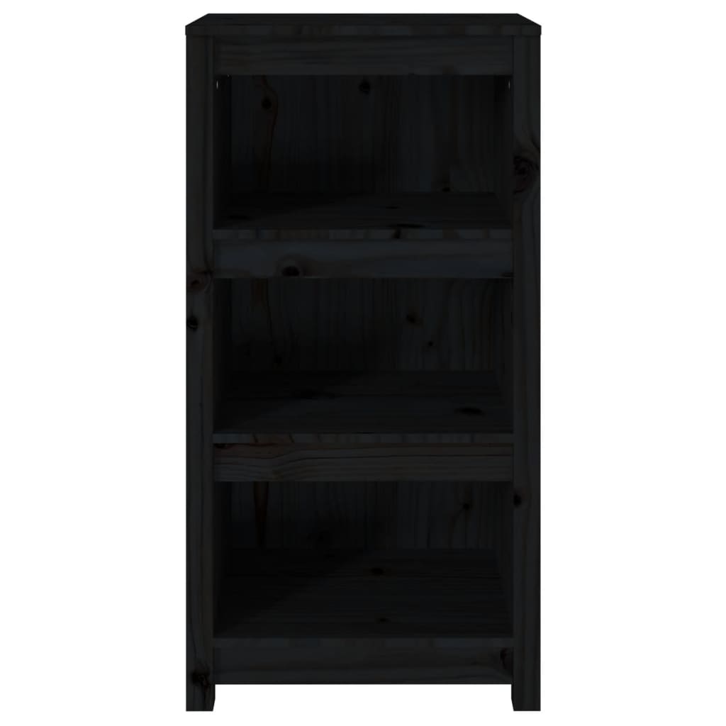 Bibliotecă, negru, 50x35x97 cm, lemn masiv de pin