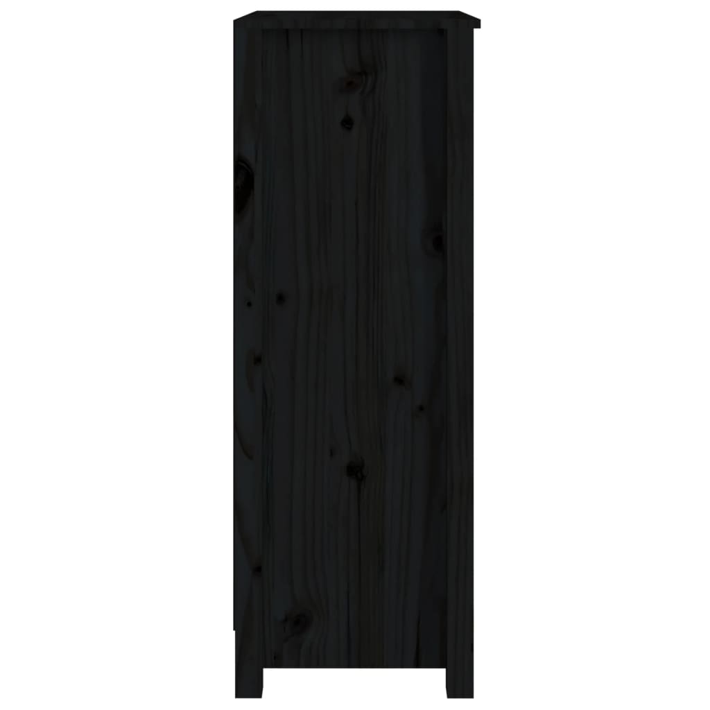 Bibliotecă, negru, 50x35x97 cm, lemn masiv de pin
