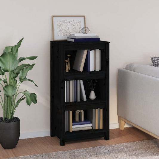Bookcase, black, 50x35x97 cm, solid pine wood