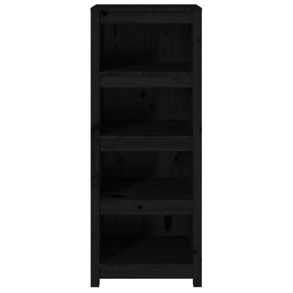 Bibliotecă, negru, 50x35x125,5 cm, lemn masiv de pin