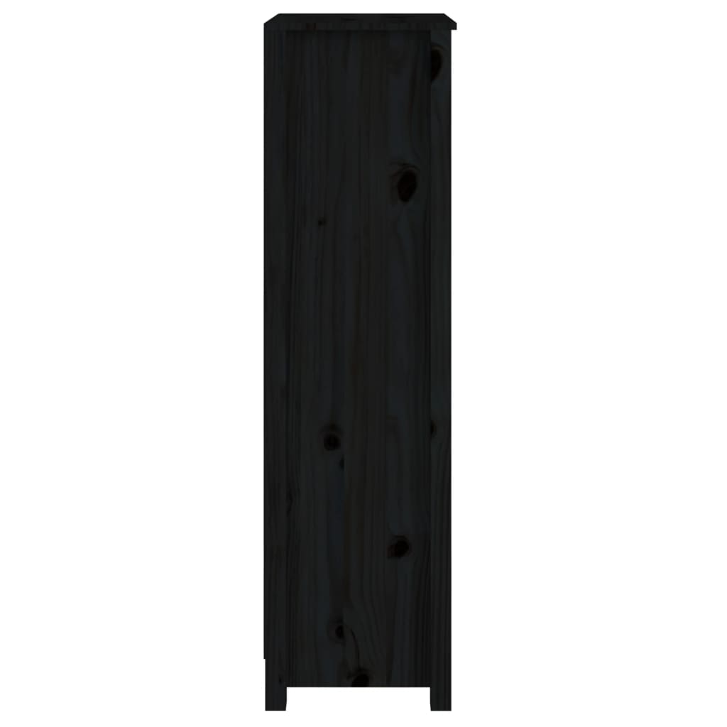 Bibliotecă, negru, 50x35x125,5 cm, lemn masiv de pin