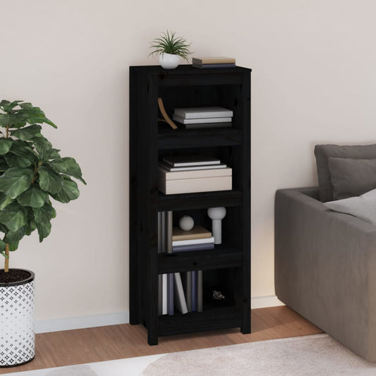 Bookcase, black, 50x35x125.5 cm, solid pine wood