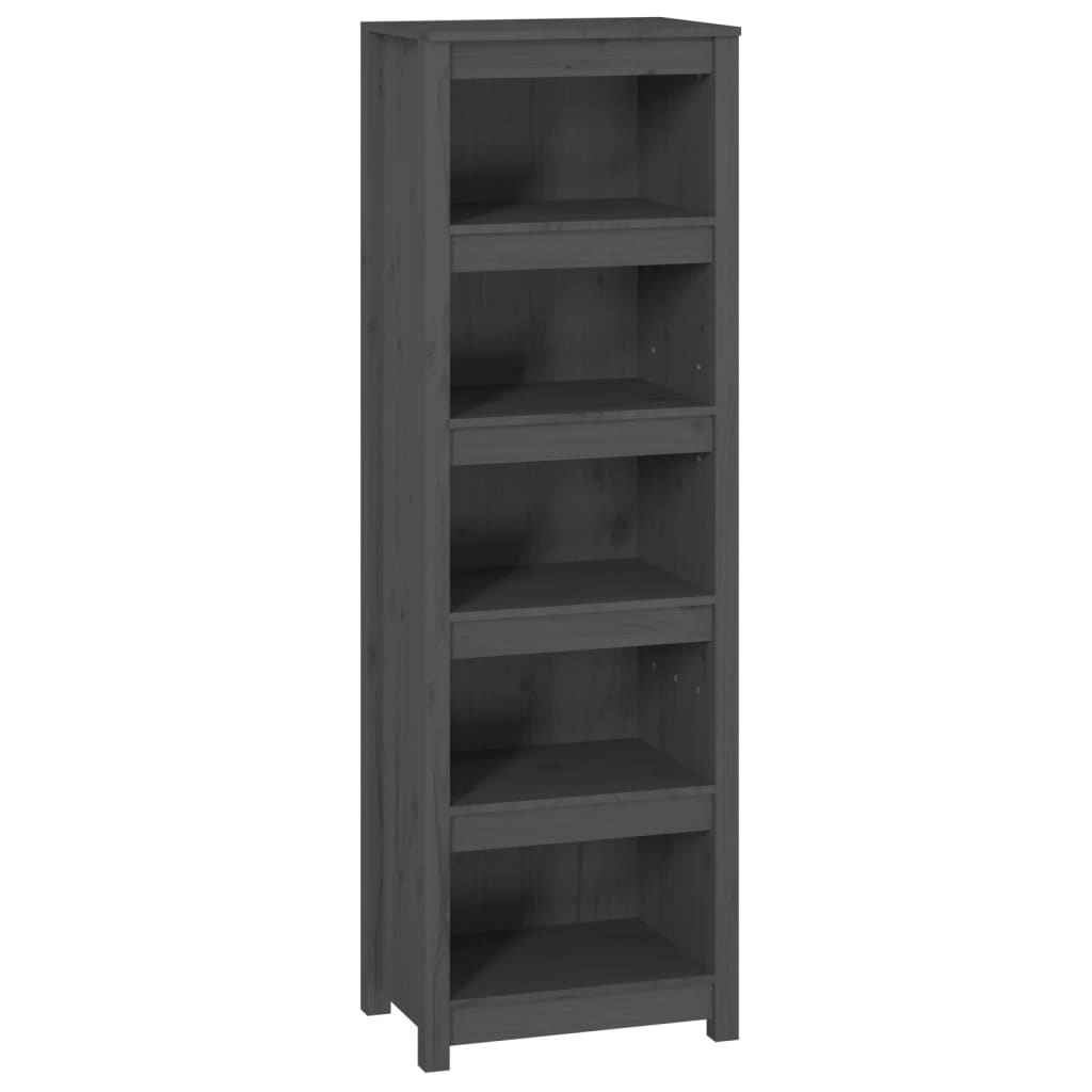Bibliotecă, gri, 50x35x154 cm, lemn masiv de pin