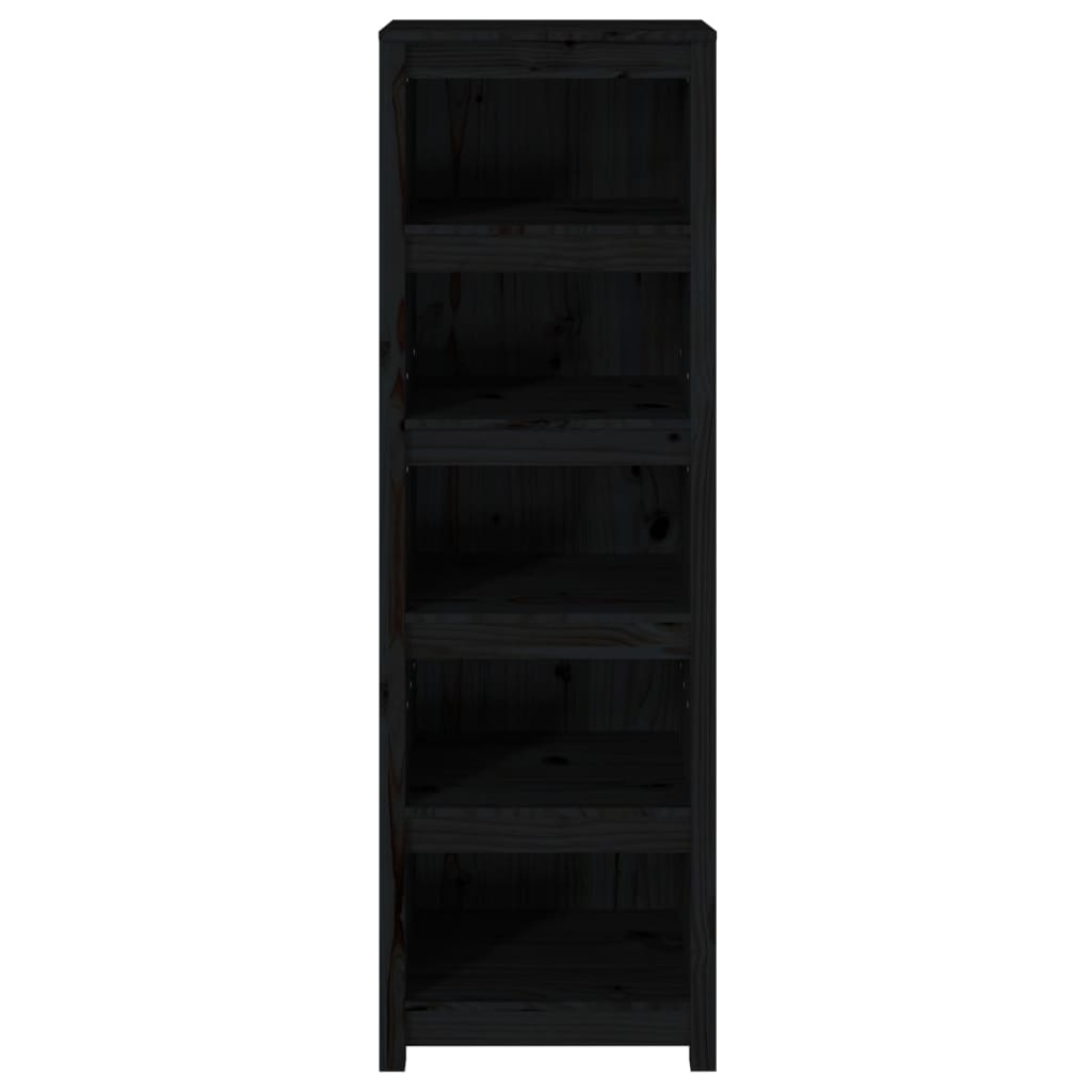 Bibliotecă, negru, 50x35x154 cm, lemn masiv de pin