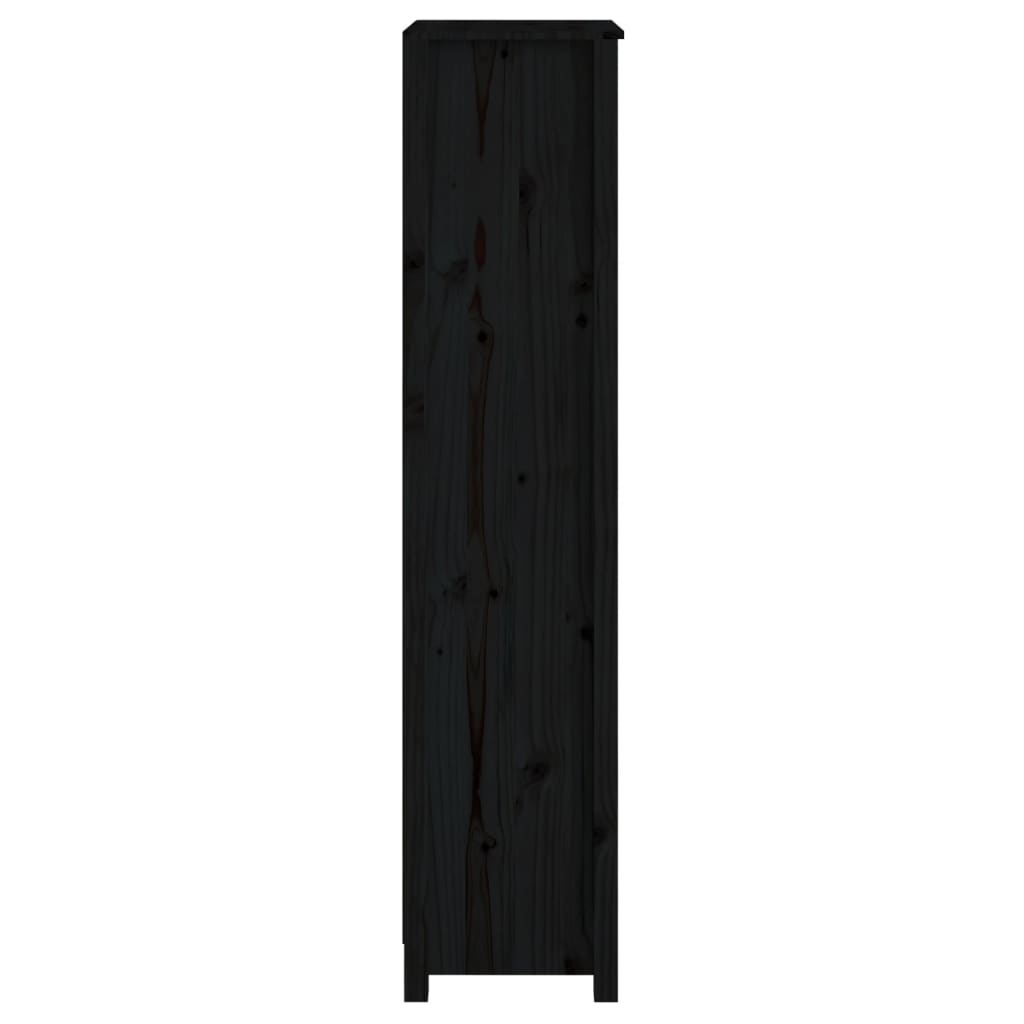Bibliotecă, negru, 50x35x154 cm, lemn masiv de pin