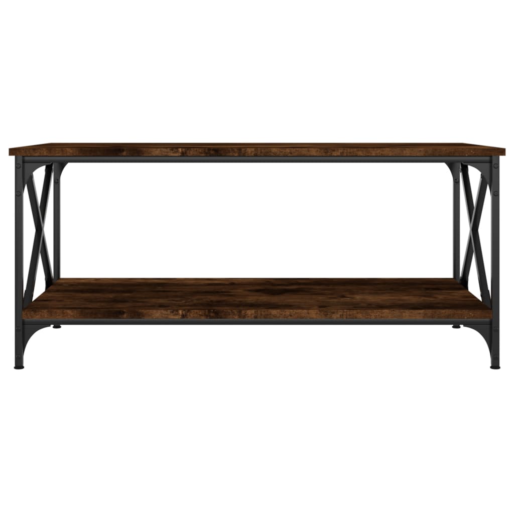 Măsuță cafea stejar fumuriu 100x50x45 cm lemn prelucrat și fier