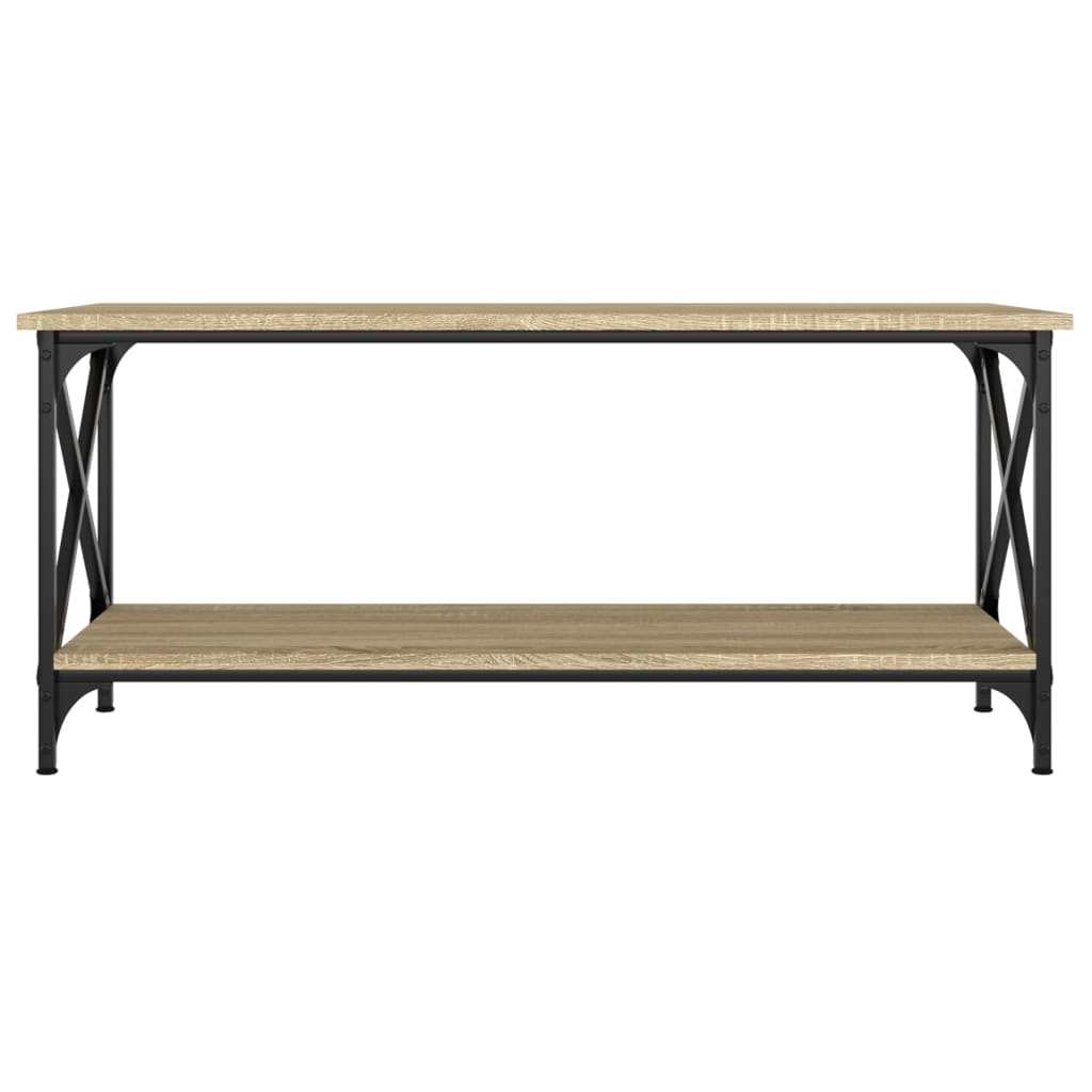 Măsuță cafea, stejar sonoma 100x45x45 cm lemn prelucrat și fier