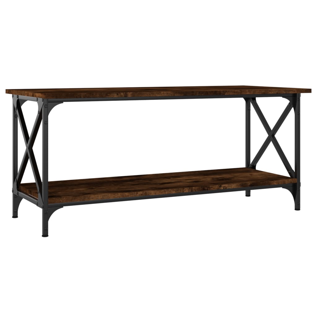 Măsuță cafea stejar fumuriu 100x45x45 cm lemn prelucrat și fier