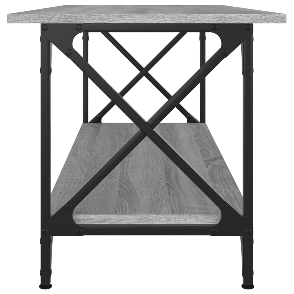Măsuță cafea, gri sonoma, 100x45x45 cm, lemn prelucrat și fier