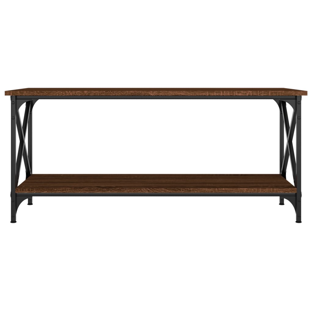 Măsuță cafea stejar maro 100x45x45 cm lemn prelucrat și fier
