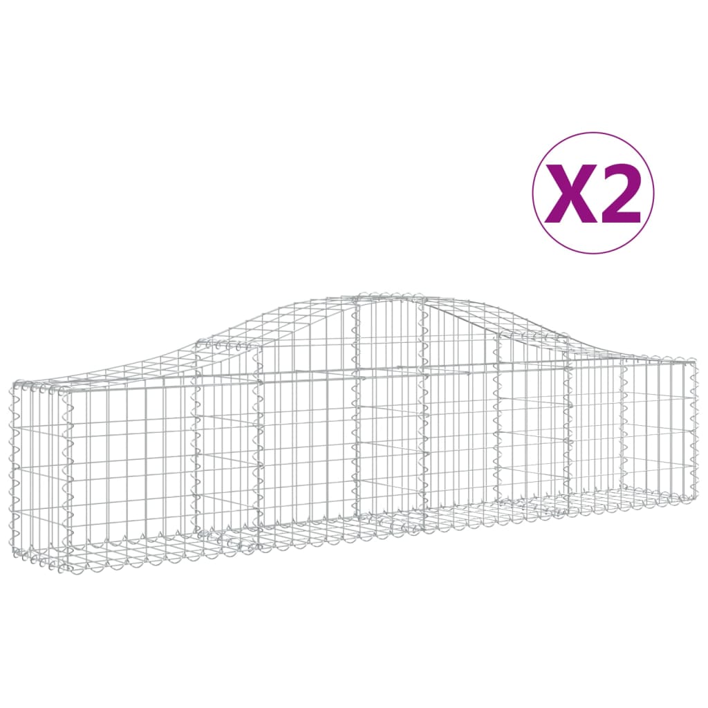 Coșuri gabion arcuite 2 buc, 200x30x40/60 cm, fier galvanizat