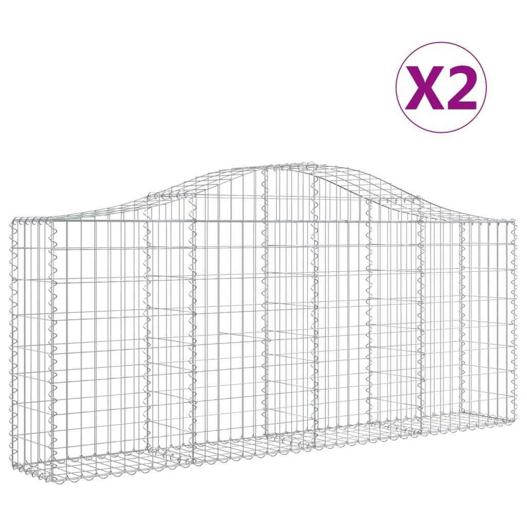 Coșuri gabion arcuite 2 buc, 200x30x80/100cm, fier galvanizat