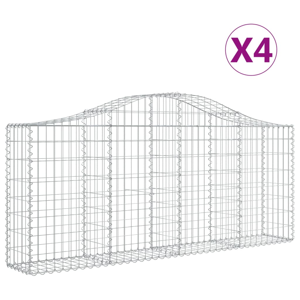 Coșuri gabion arcuite 4 buc, 200x30x80/100cm, fier galvanizat