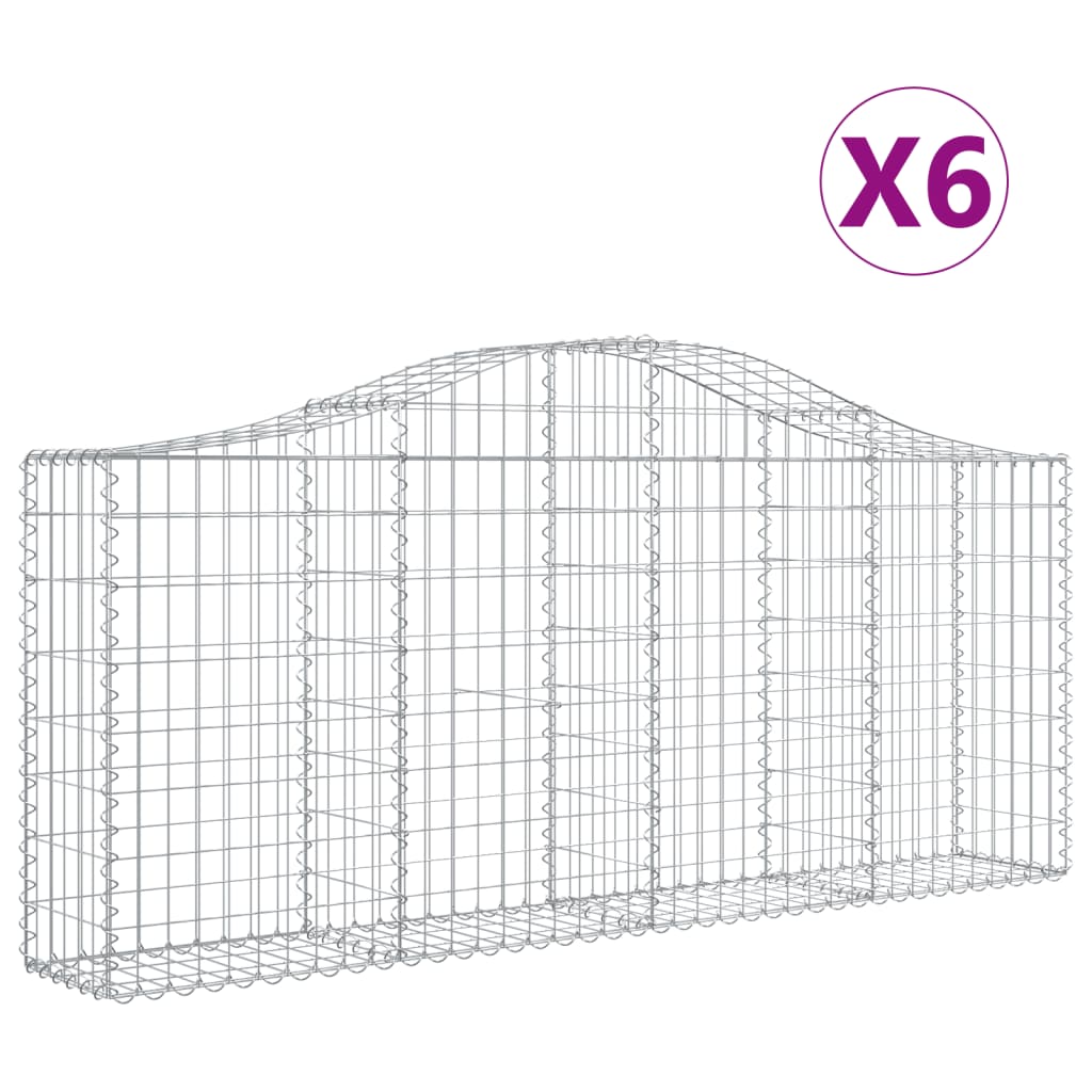 Coșuri gabion arcuite 6 buc, 200x30x80/100cm, fier galvanizat