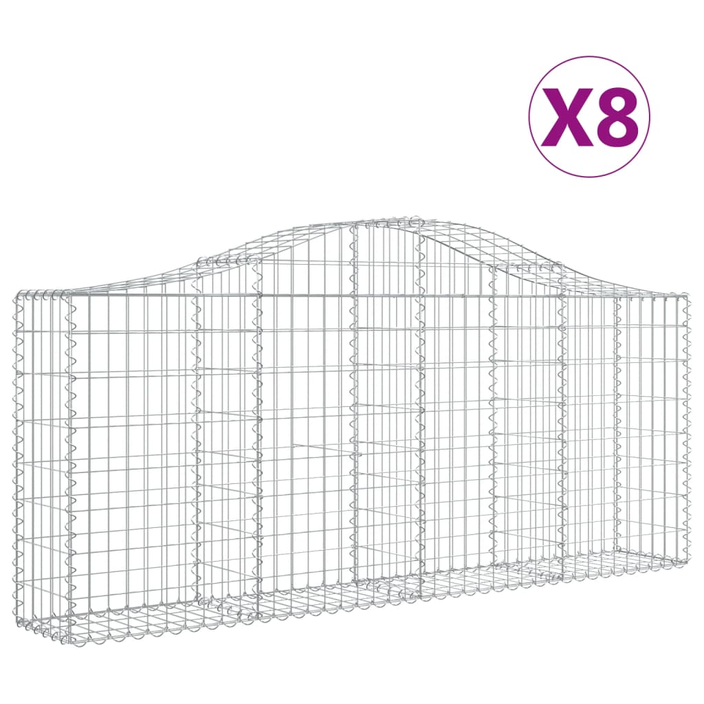 Coșuri gabion arcuite 8 buc, 200x30x80/100cm, fier galvanizat