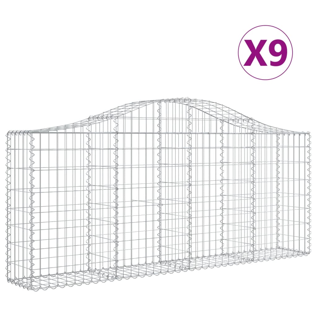 Coșuri gabion arcuite 9 buc, 200x30x80/100cm, fier galvanizat