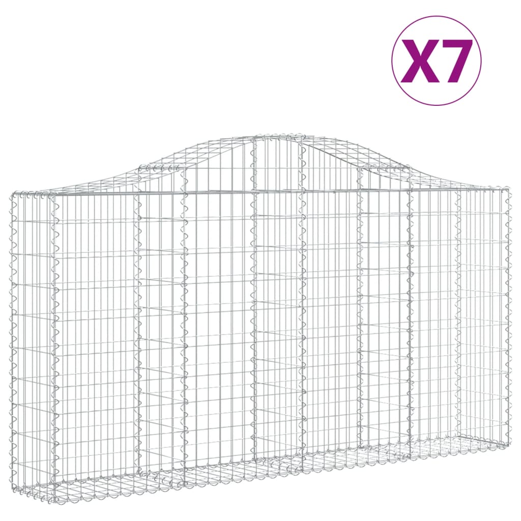 Coșuri gabion arcuite 7 buc, 200x30x100/120 cm fier galvanizat
