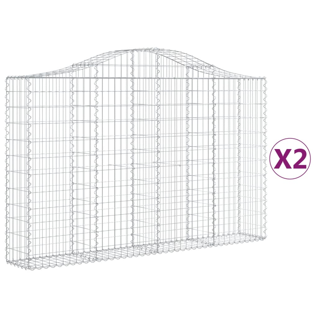 Coșuri gabion arcuite 2 buc, 200x30x120/140 cm, fier galvanizat
