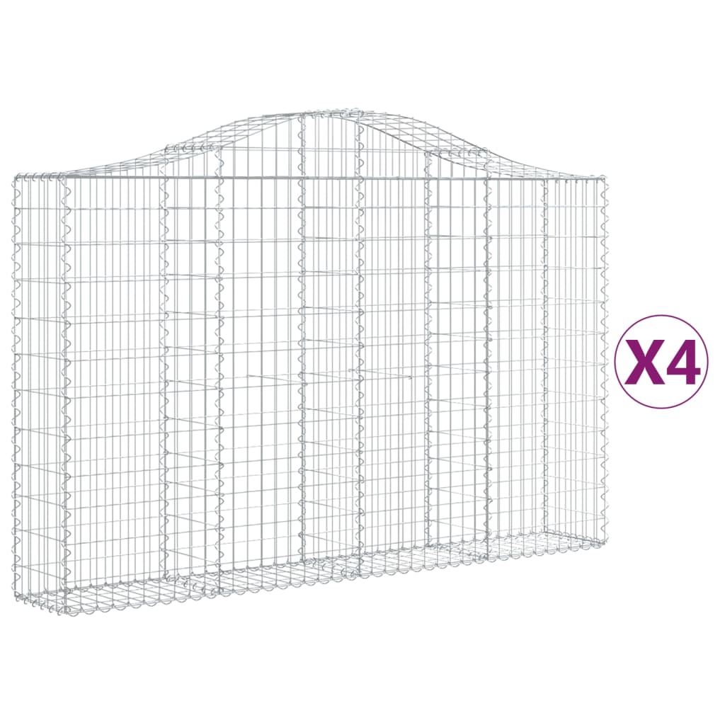 Coșuri gabion arcuite 4 buc, 200x30x120/140 cm, fier galvanizat