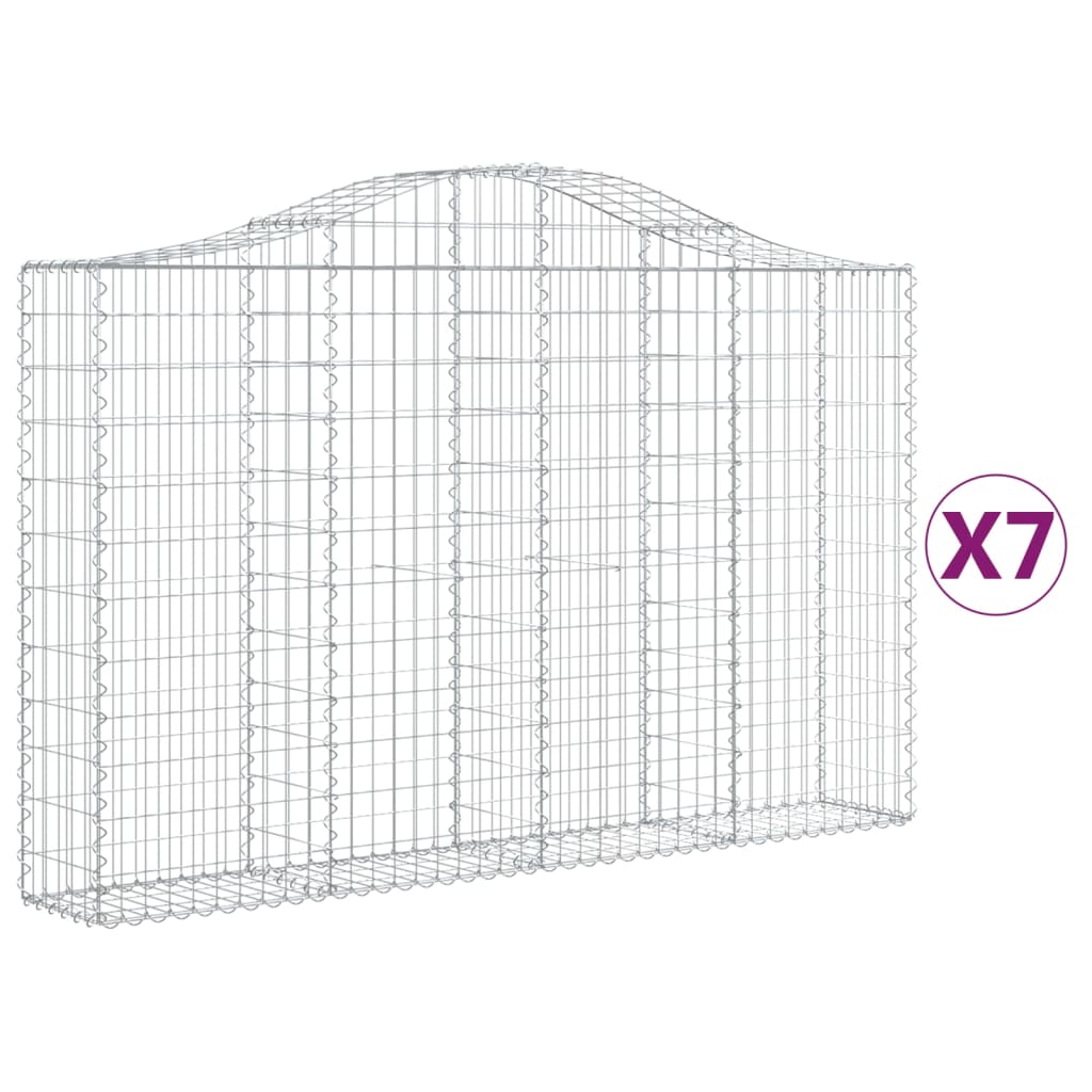 Coșuri gabion arcuite 7 buc, 200x30x120/140 cm, fier galvanizat