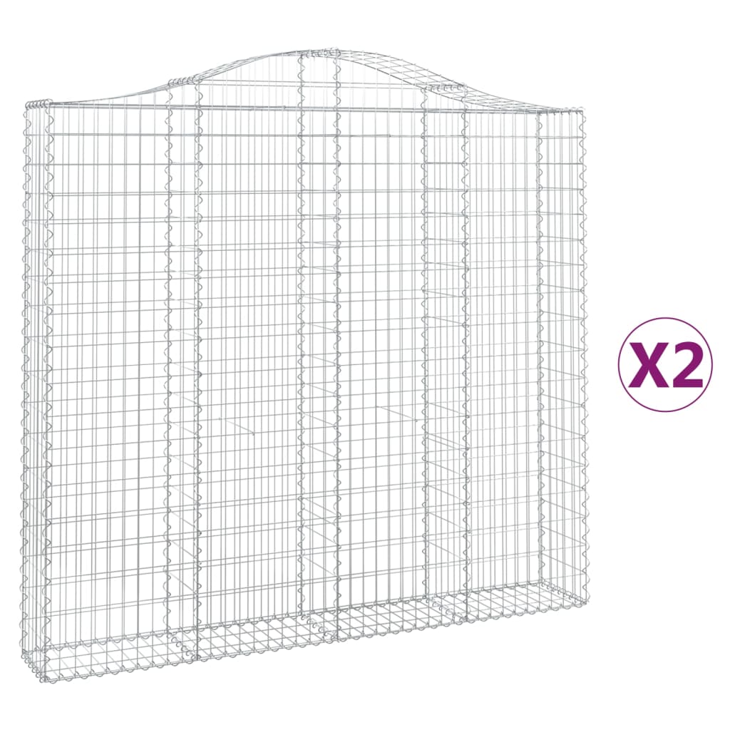 Coșuri gabion arcuite 2 buc, 200x30x180/200cm, fier galvanizat